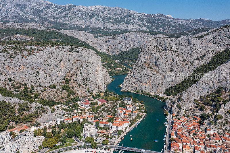 Aerial view of Omi? city in Croatia